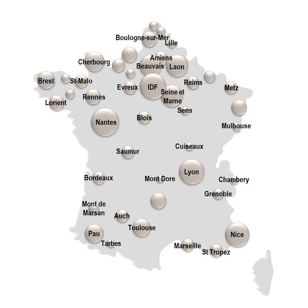 Carte de France implantation nos références